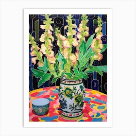 Flowers In A Vase Still Life Painting Snapdragon 4 Art Print