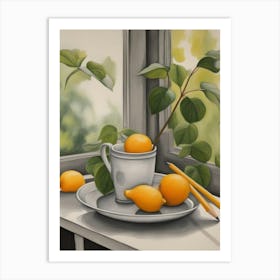 Lemons By The Window 1 Art Print