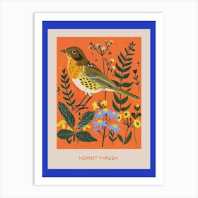 Spring Birds Poster Hermit Thrush 2 Art Print