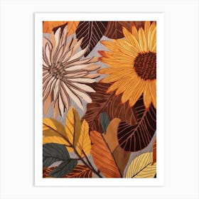 Fall Botanicals Sunflower 3 Art Print