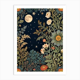 William Morris Moon And Flowers 4 Art Print