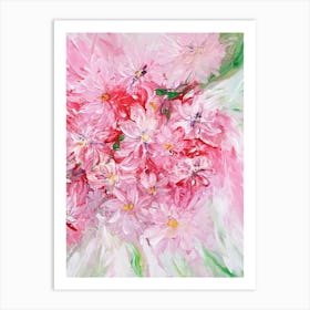 Pink Red And Green Flower Painting Art Print