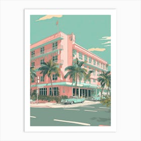Miami Florida Usa Travel Illustration 1 Art Print