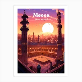 Mecca Saudi Arabia Hajj Modern Travel Illustration Art Print