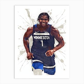 Anthony Edwards Minnesota Timberwolves 1 Art Print