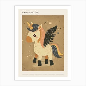 Unicorn Pegasus With Wings Cute Kids Muted Pastel 1 Poster Art Print