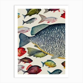 Sea Bream Vintage Graphic Watercolour Art Print