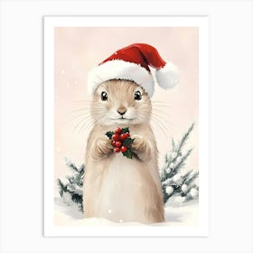 Santa Squirrel 1 Art Print