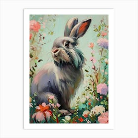 English Silver Rabbit Painting 2 Art Print