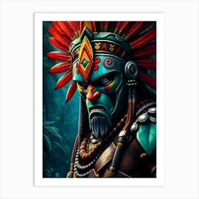 Aztec Warrior Color Painting Art Print