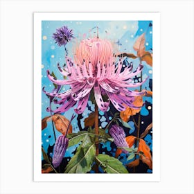 Surreal Florals Bee Balm 3 Flower Painting Art Print