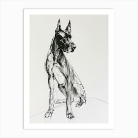 Doberman Dog Charcoal Line 2 Art Print