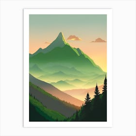 Misty Mountains Vertical Composition In Green Tone 215 Art Print