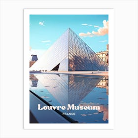 Louvre Museum Vibrant Digital Travel Illustration Art Print