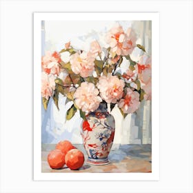Camellia Flower And Peaches Still Life Painting 4 Dreamy Art Print