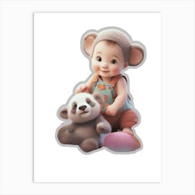 Baby And Bear 1 Art Print