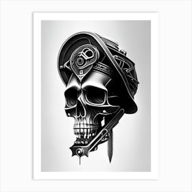 Skull With Geometric Designs 3 Stream Punk Art Print