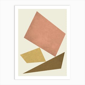 3 Forms Composition - Minimal Abstract Geometric Pink Brown Art Print