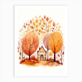Cute Autumn Fall Scene 26 Art Print