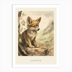 Beatrix Potter Inspired  Animal Watercolour Coyote 4 Art Print