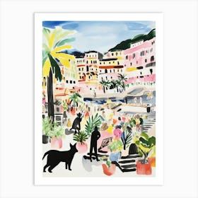 The Food Market In Monaco 2 Illustration Art Print