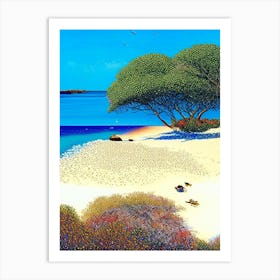 Bazaruto Archipelago Mozambique Pointillism Style Tropical Destination Art Print