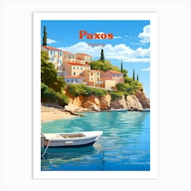 Paxos Greece Summer Modern Travel Illustration Art Print