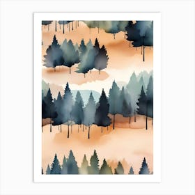 Watercolor Forest Seamless Pattern Art Print