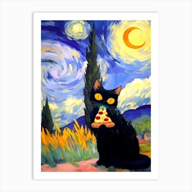 Cat With Pizza Art Print