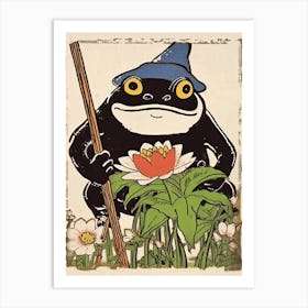 Frog In The Garden,  Matsumoto Hoji Inspired Japanese 10 Art Print