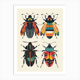 Colourful Insect Illustration Beetle 15 Art Print