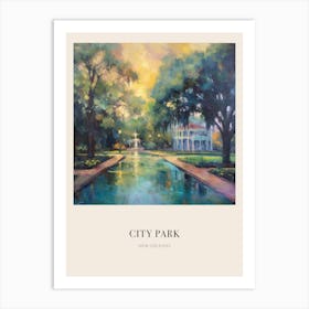 City Park New Orleans United States Vintage Cezanne Inspired Poster Art Print