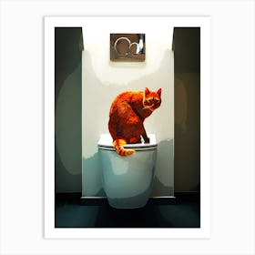 Cat On The Toilet Art Print