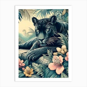 Black Panther In Tropical Jungle Poster