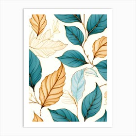 Seamless Pattern With Colorful Leaves 1 Art Print