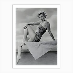 Marilyn Monroe Poses On A Diving Board Above A Swimming Pool Art Print