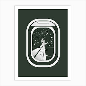 Airplane Window with Midnight Sky Art Print