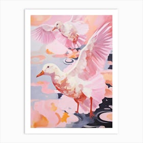 Pink Ethereal Bird Painting Coot Art Print