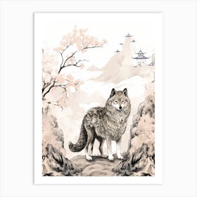 Himalayan Wolf Vintage Japanese 4 Art Print