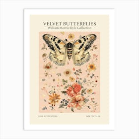 Velvet Butterflies Collection Pink Butterflies William Morris Style 1 Art Print