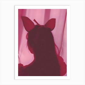 Silhouette Of A Girl With Ears Art Print