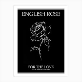 English Rose Black And White Line Drawing 38 Poster Inverted Art Print