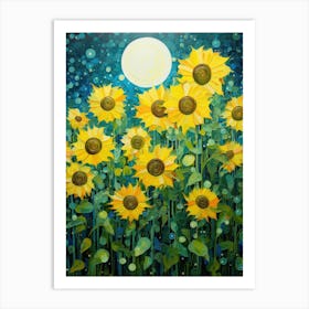 Sunflowers At Night Art Print