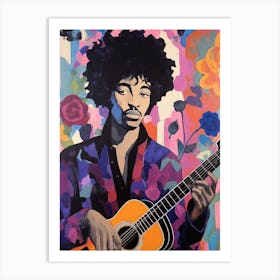 Jimi Hendrix With Flowers Art Print