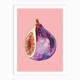 Disco Ball Fig Pink Art Disco Poster Trendy Aesthetic Art Food Kitchen Art Print