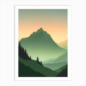 Misty Mountains Vertical Composition In Green Tone 196 Art Print