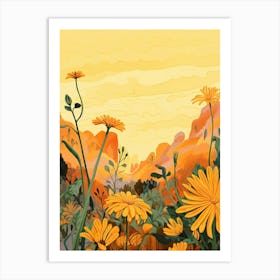 Boho Wildflower Painting Golden Ragwort 1 Art Print