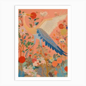 Maximalist Bird Painting Great Blue Heron 2 Art Print