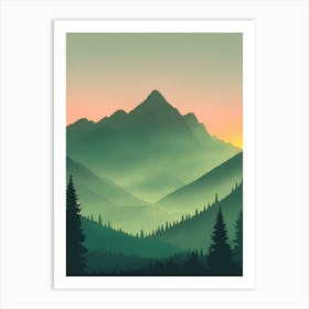 Misty Mountains Vertical Composition In Green Tone 209 Art Print