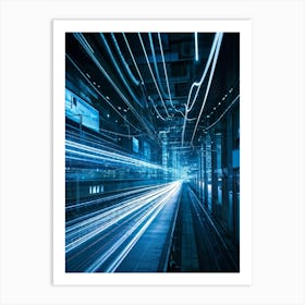 A Dynamic Scene Encapsulating The Essence Of Cybersecurity And Telecommunications Featuring A High (6) Art Print